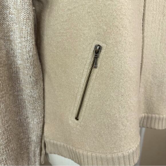 SUNDANCE  Merino Wool blend  Knit Stadium Jacket Tan Women’s Size L - Picture 5 of 12